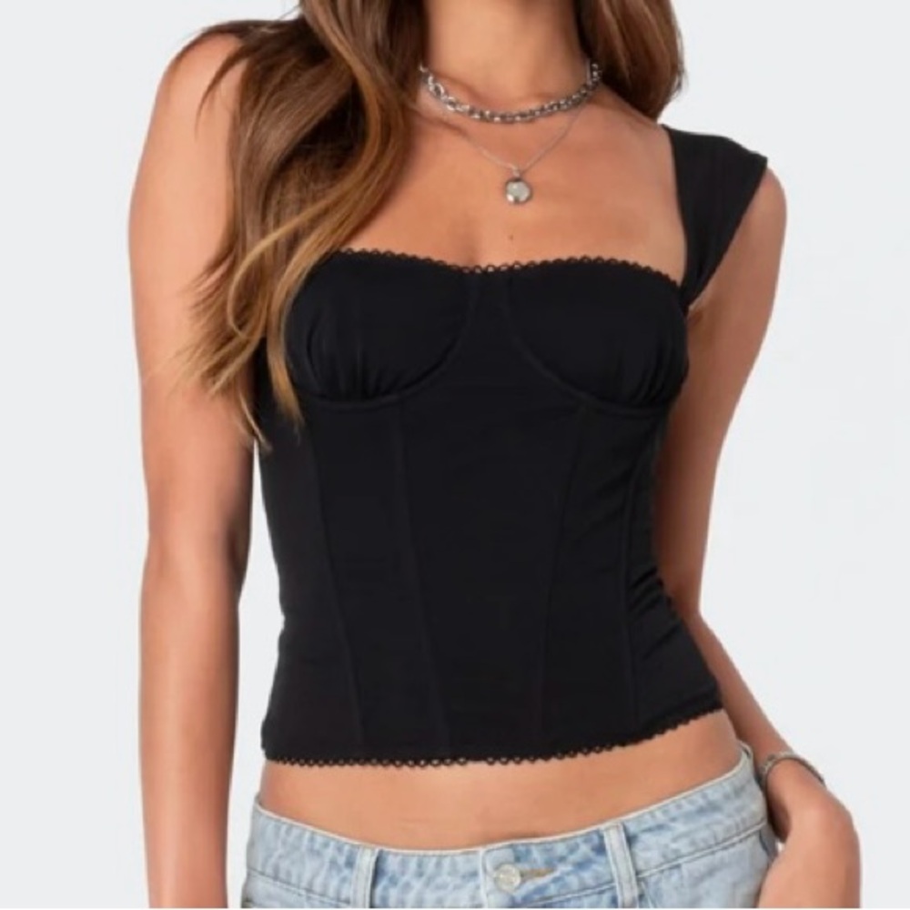 Edikted Black Fitted Bodysuit Bustier